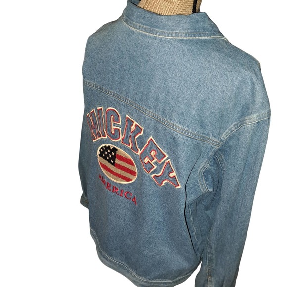 MICKEY & Co-Mickey Mouse AMERICA Denim Jacket sz Large Unisex - Picture 4 of 10
